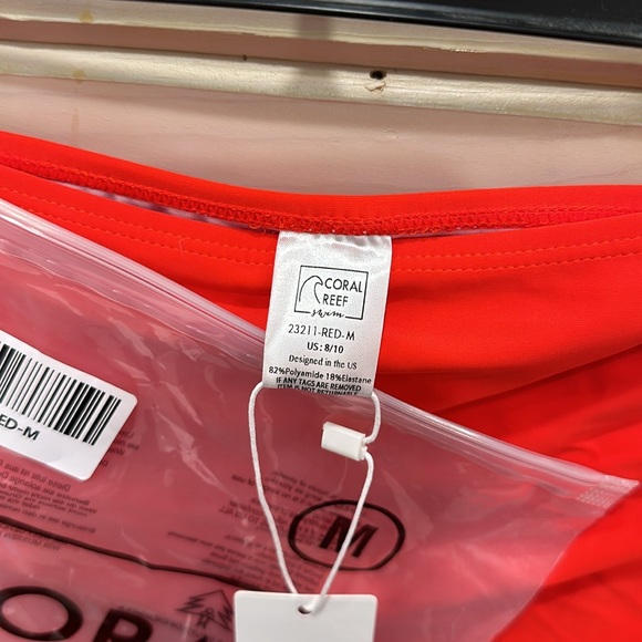 New Medium Red Coral Reef high rise Bikini Bottoms - Picture 4 of 7